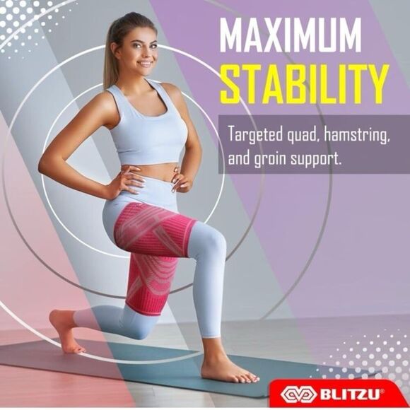 New BLITZU Thigh Compression Sleeves (Pair) Quad, Groin and Hamstring Support. U - Picture 2 of 10